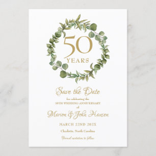50th Wedding Anniversary Save the Date Garland  Invitation