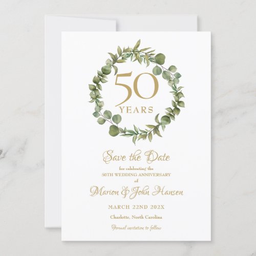50th Wedding Anniversary Save the Date Garland  Invitation