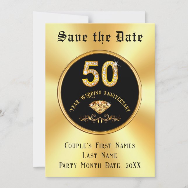 50th Wedding Anniversary Save the Date Magnets, Magnetic Invitation (Front)