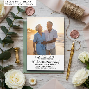 50th Wedding Anniversary Save the Date Photo Note Card