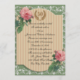 50th Wedding anniversary shabby chic invitation