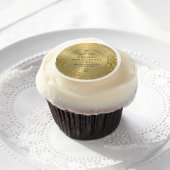 50th Wedding Anniversary Shiny Floral gold Frame Edible Frosting Rounds (Cupcake)