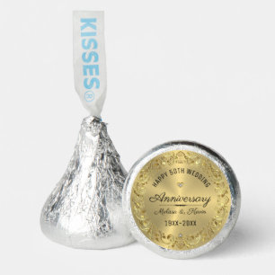50th Wedding Anniversary Shiny Floral gold Frame Hershey®'s Kisses®