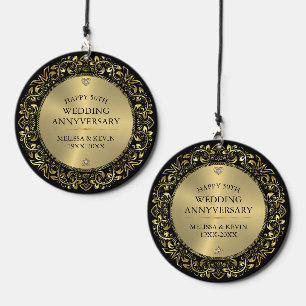 50th Wedding Anniversary Shiny Floral gold Frame Wind Chime