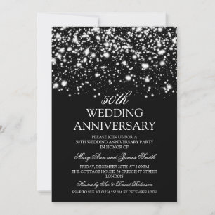 50th Wedding Anniversary Silver Midnight Glam Invitation