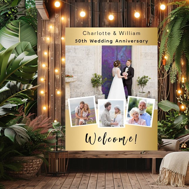50th wedding anniversary silver photo welcome sign (Creator Uploaded)