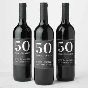 50th Wedding Anniversary Simple and Classic Wine Label