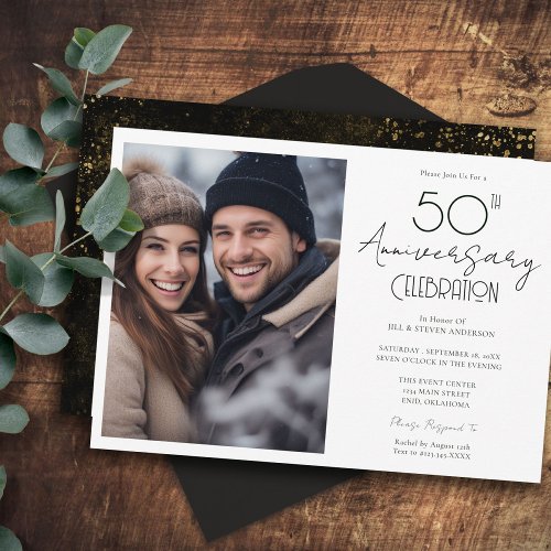 50th Wedding Anniversary Single Photo Invitation
