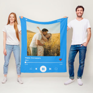 50th wedding anniversary Sky Blue Photo Song Album Fleece Blanket