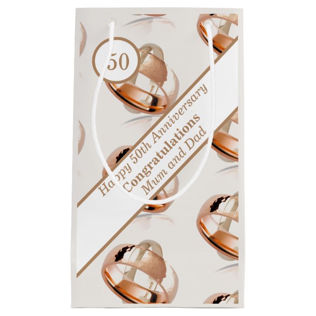 50th Wedding Anniversary  Small Gift Bag (Front)