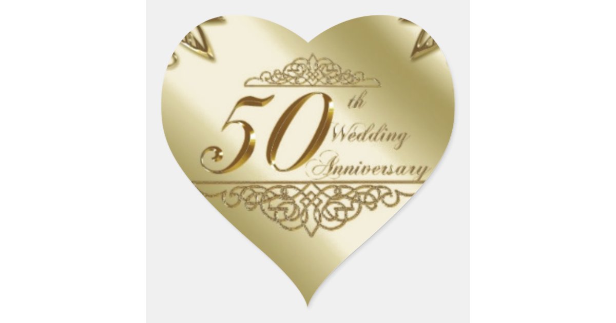50TH WEDDING ANNIVERSARY SOUVENIRS HEART STICKER | Zazzle