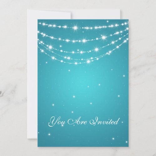 50th Wedding Anniversary Sparkling Chain Blue Personalized Invitation