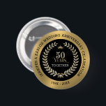 50th wedding Anniversary Sparkling Laurel Wreath Button<br><div class="desc">Elegant 50th wedding Anniversary design featuring faux gold background and sparkling white diamonds laurel wreath frame and 50years glam text.</div>