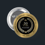 50th wedding Anniversary Sparkling Laurel Wreath Button<br><div class="desc">Elegant 50th wedding Anniversary design featuring faux gold background and sparkling white diamonds laurel wreath frame and 50years glam text.</div>