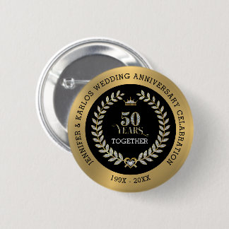 50th wedding Anniversary Sparkling Laurel Wreath Button