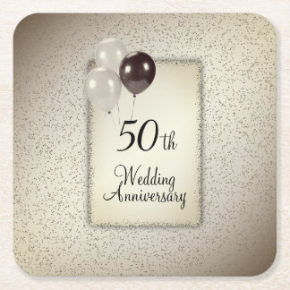50th Wedding Anniversary  Square Paper Coaster