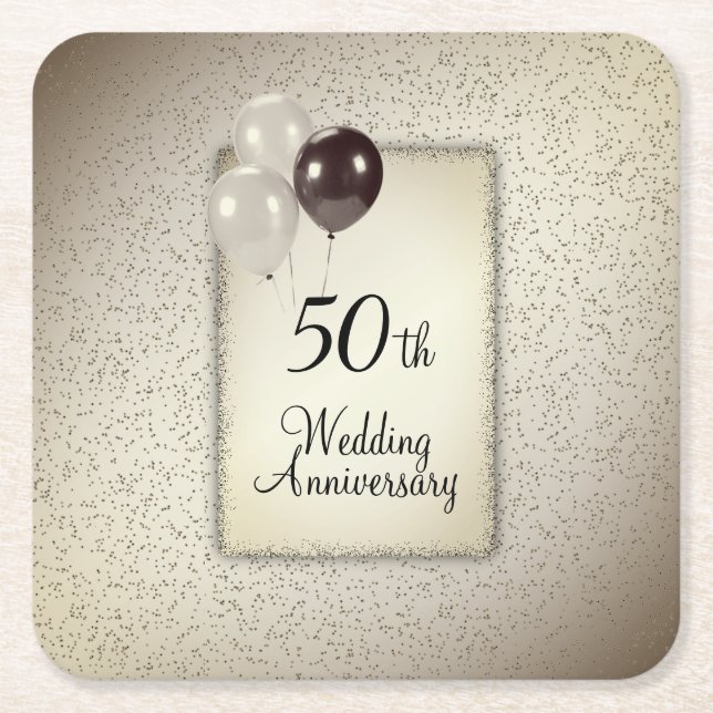 50th Wedding Anniversary  Square Paper Coaster (Front)