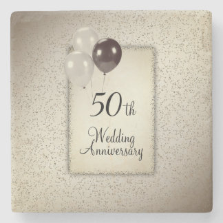 50th Wedding Anniversary Stone Coaster