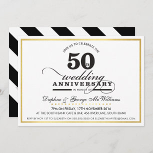 50TH WEDDING ANNIVERSARY stylish gold black invite