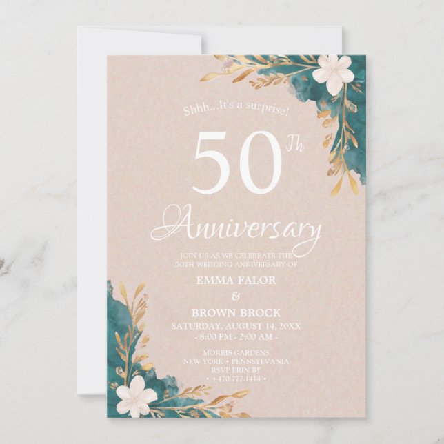 50th Wedding Anniversary Surprise Invitation (Front)