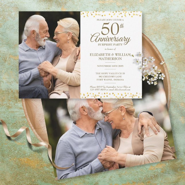50th Wedding Anniversary Surprise Party 2 Photos Invitation (Creator Uploaded)