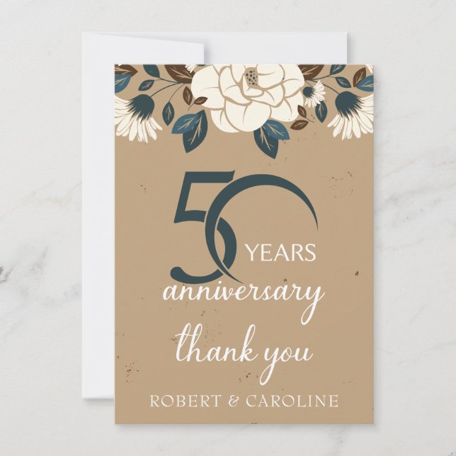 50th Wedding Anniversary Thank you Floral Card (Front)