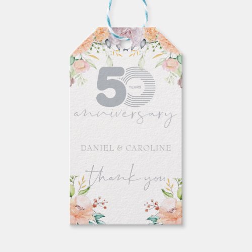 50th Wedding Anniversary Thank you Floral Gift Tags