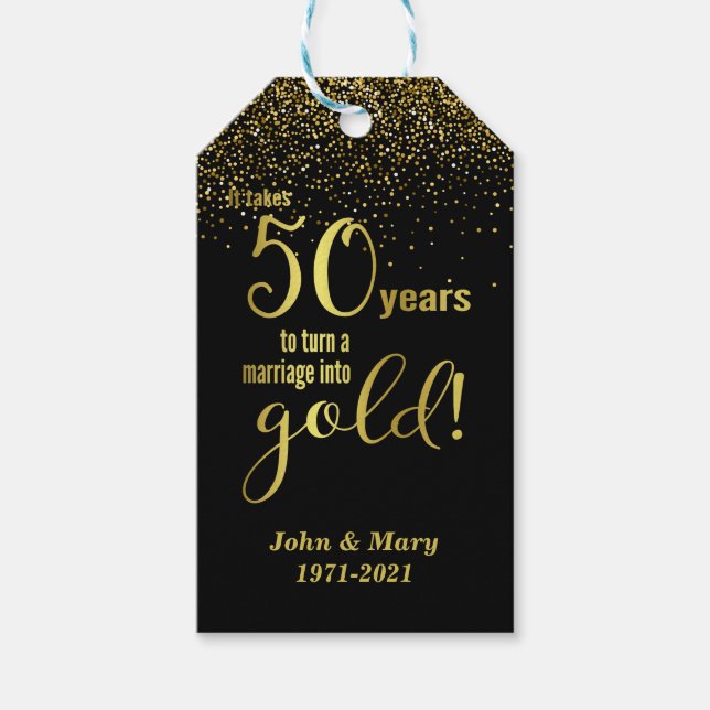 50th Wedding Anniversary Thank You Gift Tags (Front)