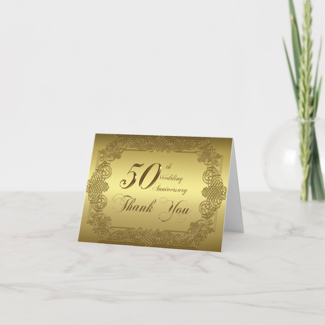 50th Wedding Anniversary Thank You Note Card | Zazzle
