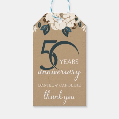 50th Wedding Anniversary Thank you Rustic Gift Tags