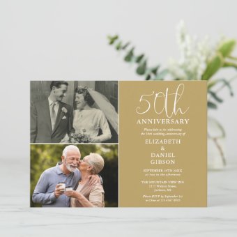 50th Wedding Anniversary Then And Now 2 Photo Invitation | Zazzle