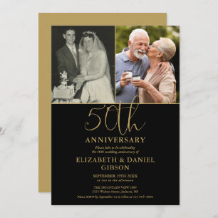 50th Wedding Anniversary Then And Now 2 Photo Invitation