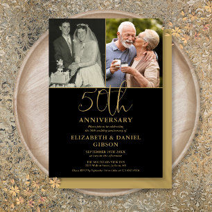 50th Wedding Anniversary Then And Now 2 Photo Invitation