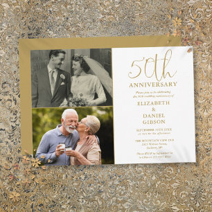 50th Wedding Anniversary Then And Now 2 Photo Invitation