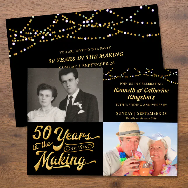 50th Wedding Anniversary Then & Now Photos Party Invitation | Zazzle