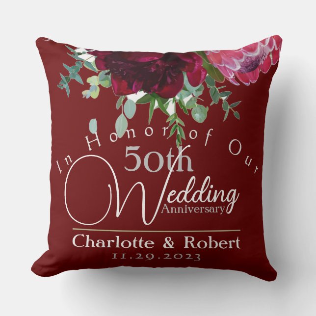 50th Wedding Anniversary  Throw Pillow (Front)