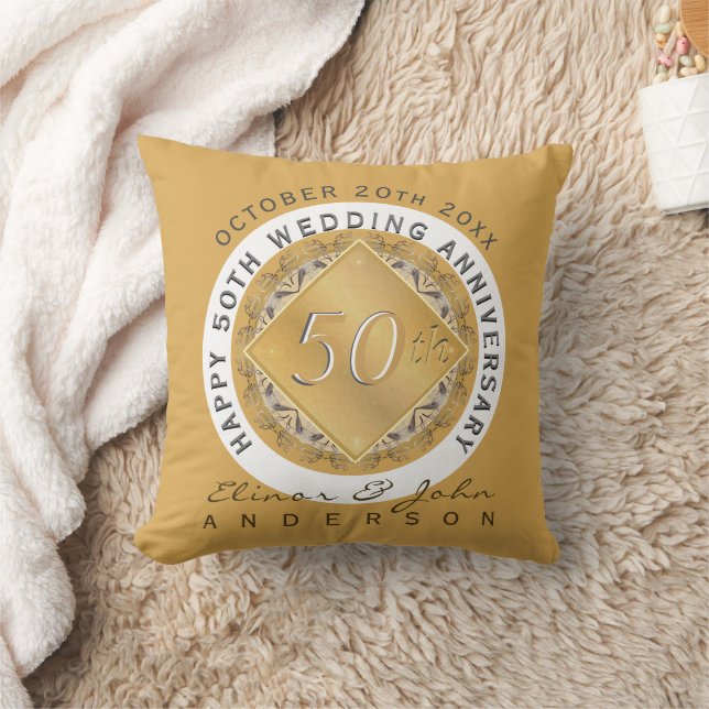 50th Wedding Anniversary  Throw Pillow (Blanket)