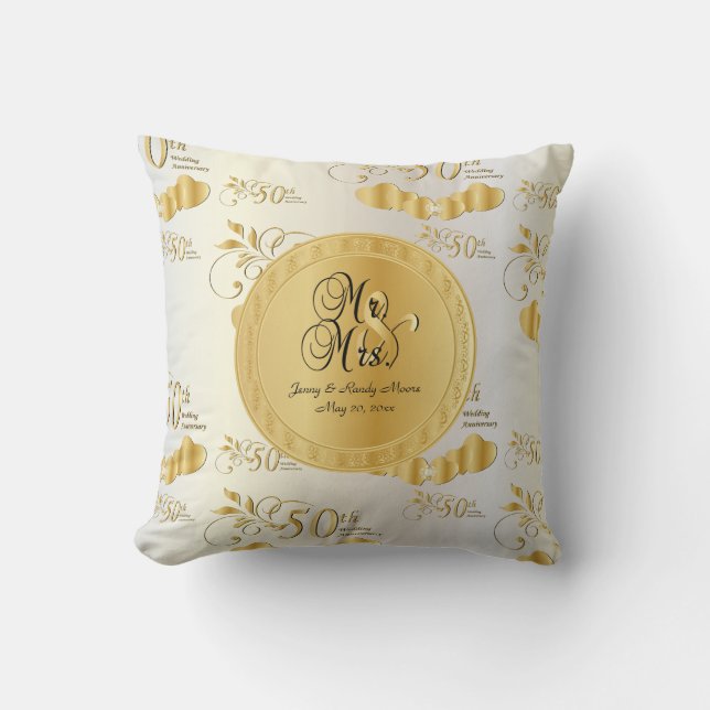 50th Wedding Anniversary Throw Pillow (Front)