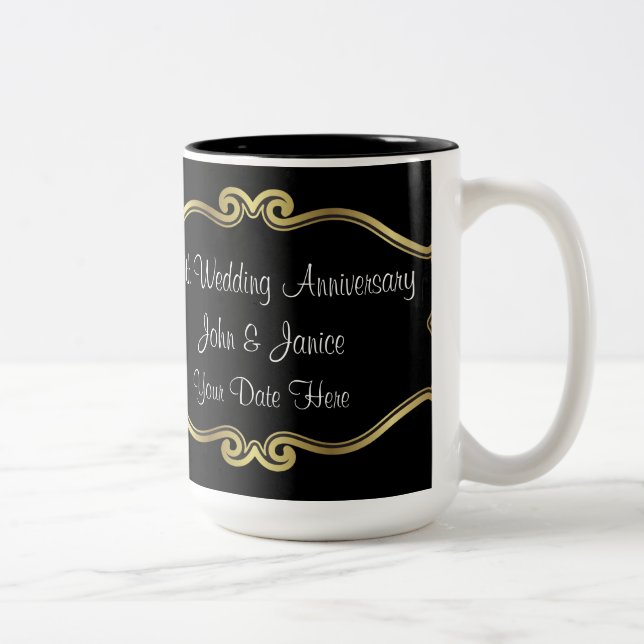 50th Wedding Anniversary Two-Tone Coffee Mug (Right)