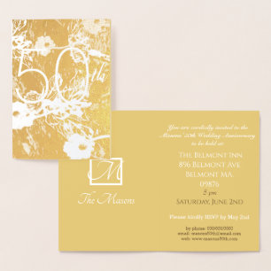 50th Wedding Anniversary Vertical Foil Card