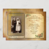 50th wedding anniversary vintage aged photo invite (Front/Back)