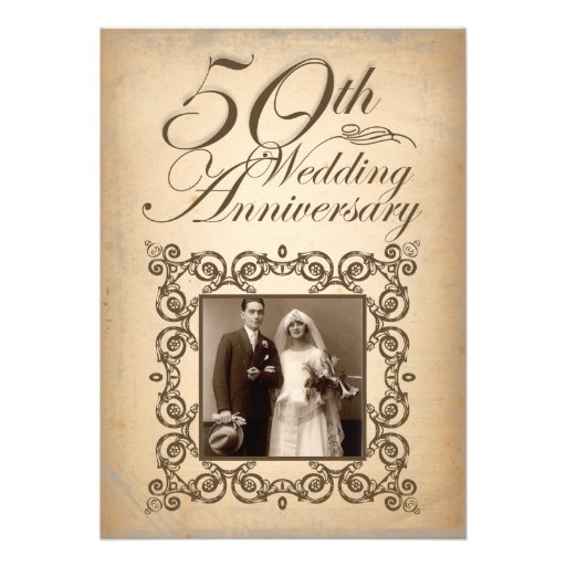 50th wedding anniversary vintage invitation 5