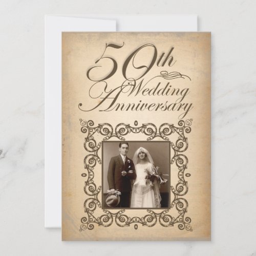 50th wedding anniversary vintage invitation