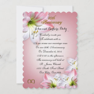 50th Wedding anniversary vow renewal pink amarylis Invitation