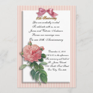 50th Wedding anniversary vow renewal pink rose Invitation