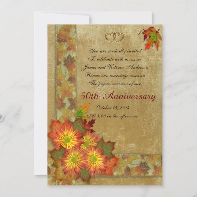 50th Wedding anniversary vow renewal pink roses Invitation (Front)