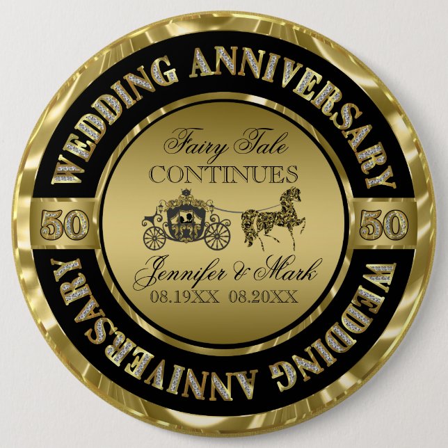 50th Wedding Anniversary-Wedding Horse & Carriage Button (Front)