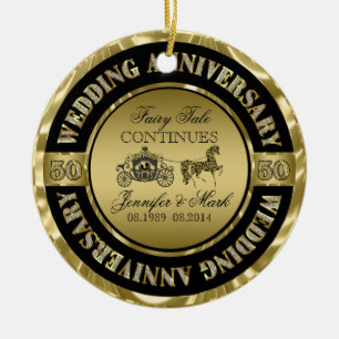 50th Wedding Anniversary-Wedding Horse & Carriage Ceramic Ornament