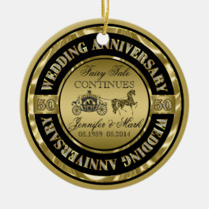 50th Wedding Anniversary-Wedding Horse & Carriage Ceramic Ornament