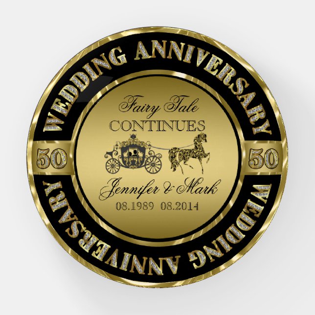 50th Wedding Anniversary-Wedding Horse & Carriage Paperweight (Front)